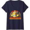 imageWomens Transformers Bumblebee Retro Stripes Vintage Portrait VNeck TShirtNavy Blue