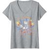 imageWomens Transformers Hey Soundwave Turn It Up Classic Retro Logo VNeck TShirtHeather Grey
