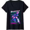 imageWomens Transformers Soundwave 1984 Retro Grid Logo VNeck TShirtBlack