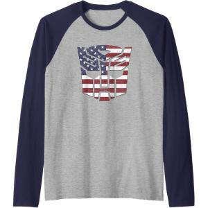 imageTransformers Autobots American Flag Logo Raglan Baseball TeeNavy BlueAthletic Heather
