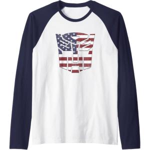 imageTransformers Autobots American Flag Logo Raglan Baseball TeeNavy BlueWhite