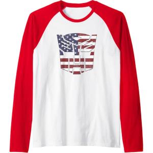 imageTransformers Autobots American Flag Logo Raglan Baseball TeeRedWhite