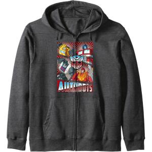 imageTransformers Autobots Cut Up Retro Vintage Panels Zip HoodieDark Heather Grey