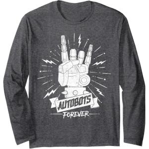 imageTransformers Autobots Forever Rock On Retro Rock Poster Long Sleeve TShirtDark Heather Grey