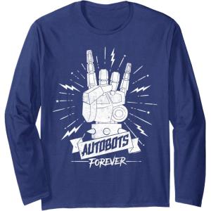 imageTransformers Autobots Forever Rock On Retro Rock Poster Long Sleeve TShirtNavy Blue
