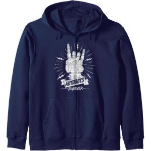 imageTransformers Autobots Forever Rock On Retro Rock Poster Zip HoodieNavy Blue