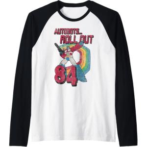 imageTransformers Autobots Retro Roll Out 84 Rainbow Stripe Raglan Baseball TeeBlackWhite