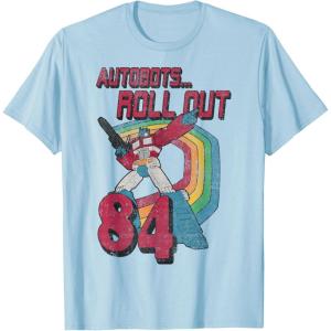 imageTransformers Autobots Retro Roll Out 84 Rainbow Stripe TShirtBaby Blue