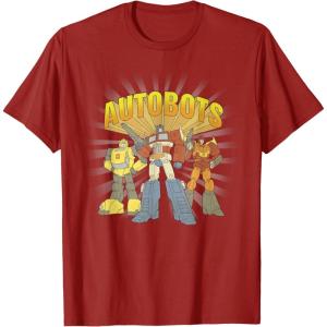 imageTransformers Autobots Trio Retro Cartoon Group Shot TShirtCranberry Red