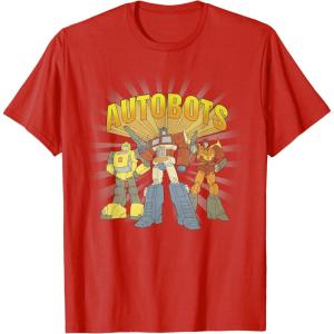 imageTransformers Autobots Trio Retro Cartoon Group Shot TShirtRed
