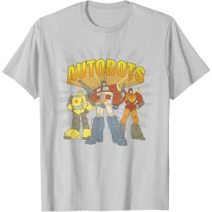 imageTransformers Autobots Trio Retro Cartoon Group Shot TShirtSilver Grey
