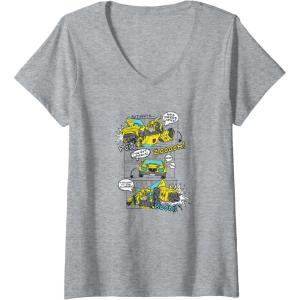 imageTransformers Bumblebee Action Comic Strip VNeck TShirtHeather Grey