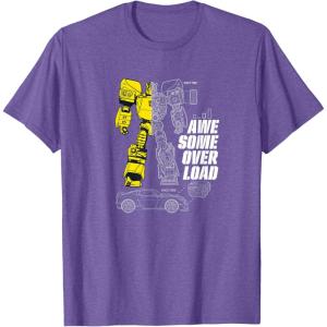 imageTransformers Bumblebee Awesome Overload Split TShirtPurple Heather
