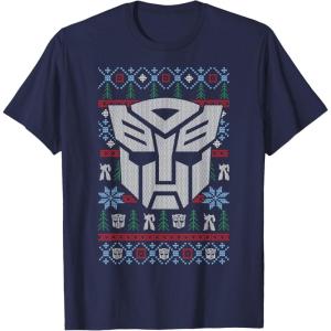 imageTransformers Christmas Autobots Retro Ugly Sweater Style TShirtNavy Blue