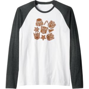 imageTransformers Christmas Gingerbread Cookies Raglan Baseball TeeDark Heather GreyWhite