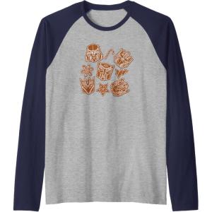 imageTransformers Christmas Gingerbread Cookies Raglan Baseball TeeNavy BlueAthletic Heather
