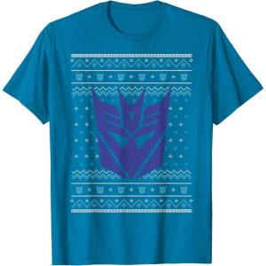 imageTransformers Christmas Retro Decepticon Ugly Sweater Style TShirtSapphire Blue