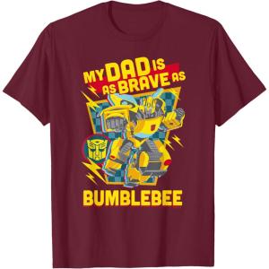imageTransformers Fathers Day Bumblebee My Dad is Brave TShirtBurgundy
