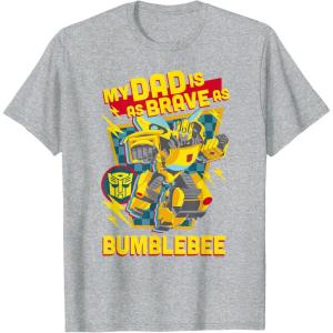 imageTransformers Fathers Day Bumblebee My Dad is Brave TShirtHeather Grey