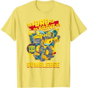 imageTransformers Fathers Day Bumblebee My Dad is Brave TShirtLemon Yellow