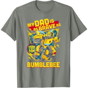 imageTransformers Fathers Day Bumblebee My Dad is Brave TShirtOlive Heather