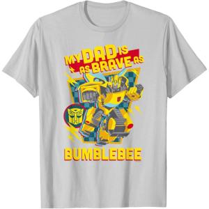 imageTransformers Fathers Day Bumblebee My Dad is Brave TShirtSilver Grey