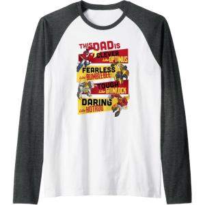 imageTransformers Fathers Day Vintage Autobots Line Up Dad Is Raglan Baseball TeeDark Heather GreyWhite