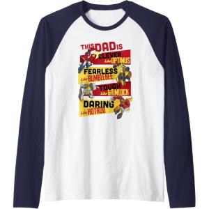 imageTransformers Fathers Day Vintage Autobots Line Up Dad Is Raglan Baseball TeeNavy BlueWhite