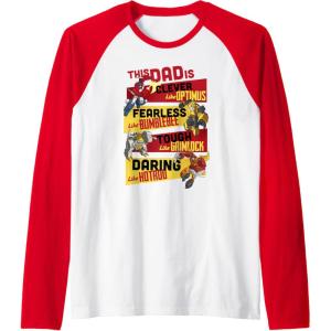 imageTransformers Fathers Day Vintage Autobots Line Up Dad Is Raglan Baseball TeeRedWhite