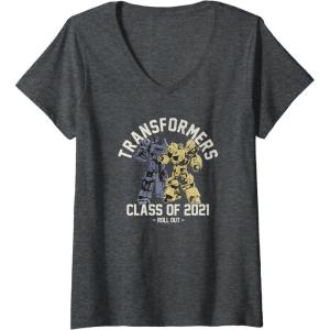 imageTransformers Graduation Class Of 2021 Roll Out VNeck TShirtDark Heather Grey