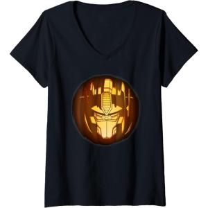 imageTransformers Halloween Optimus Prime Pumpkin VNeck TShirtBlack