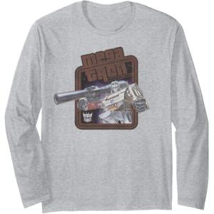 imageTransformers Megatron Decepticon Leader Retro Logo Long Sleeve TShirtHeather Grey