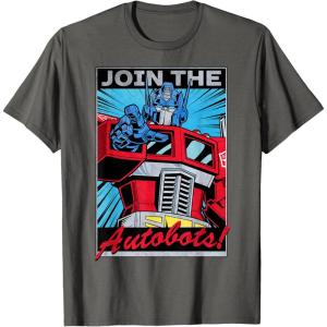 imageTransformers Optimus Prime Join The Autobots Retro Poster TShirt SmallAsphalt Grey