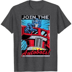 imageTransformers Optimus Prime Join The Autobots Retro Poster TShirt SmallDark Heather Grey