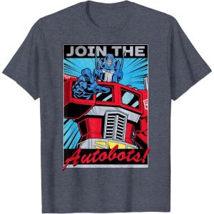 imageTransformers Optimus Prime Join The Autobots Retro Poster TShirt SmallHeather Blue