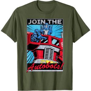 imageTransformers Optimus Prime Join The Autobots Retro Poster TShirt SmallOlive Green