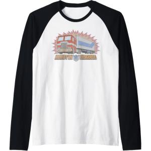 imageTransformers Optimus Prime Robot In Disguise Raglan Baseball TeeBlackWhite