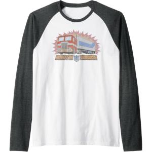 imageTransformers Optimus Prime Robot In Disguise Raglan Baseball TeeDark Heather GreyWhite