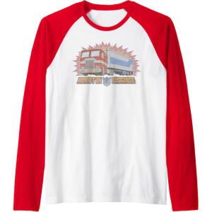imageTransformers Optimus Prime Robot In Disguise Raglan Baseball TeeRedWhite