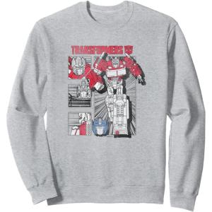 imageTransformers Optimus Prime Vintage Comic Book Style Panels SweatshirtHeather Grey