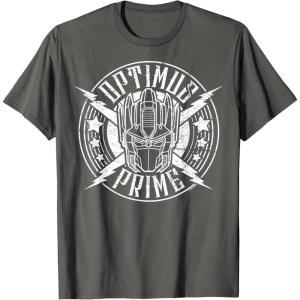 imageTransformers Optimus Prime Vintage Rock Lightning Logo TShirt SmallAsphalt Grey