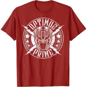 imageTransformers Optimus Prime Vintage Rock Lightning Logo TShirt SmallCranberry Red