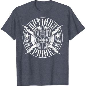 imageTransformers Optimus Prime Vintage Rock Lightning Logo TShirt SmallHeather Blue