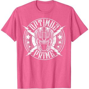 imageTransformers Optimus Prime Vintage Rock Lightning Logo TShirt SmallPink Heather