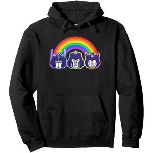 imageTransformers Pride Rainbow Faces Pullover HoodieBlack