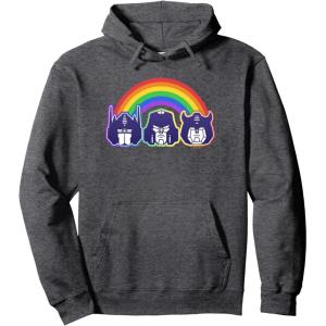 imageTransformers Pride Rainbow Faces Pullover HoodieDark Heather Grey