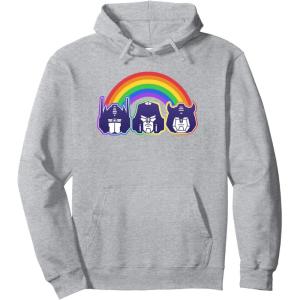 imageTransformers Pride Rainbow Faces Pullover HoodieHeather Grey