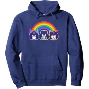 imageTransformers Pride Rainbow Faces Pullover HoodieNavy Blue