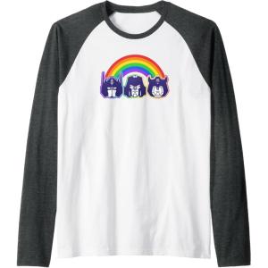 imageTransformers Pride Rainbow Faces Raglan Baseball TeeDark Heather GreyWhite