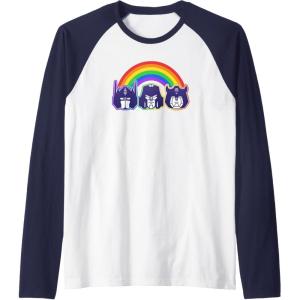 imageTransformers Pride Rainbow Faces Raglan Baseball TeeNavy BlueWhite